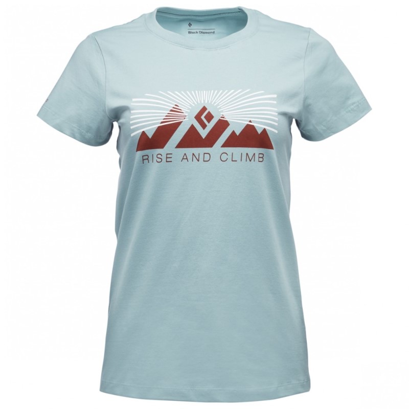 Black Diamond Rise and Climb Women's T-shirt Blue Ash - Velikost: S